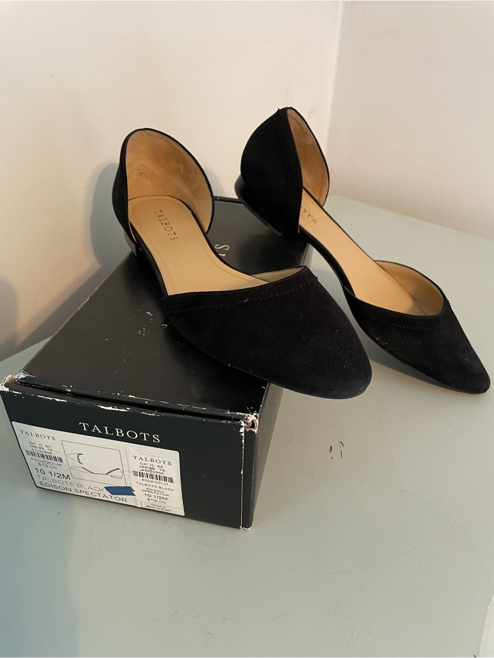 Talbots Black Suede D'Orsay Flats